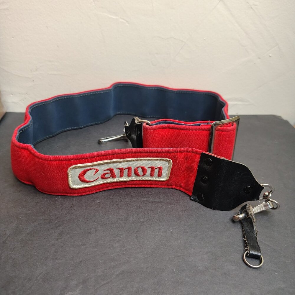 VINTAGE Canon Camera Strap Red Black‎ 2" Adjustable Photography